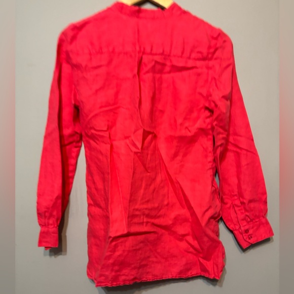 SUSAN BRISTOL 100% Linen Ruffle Front Detail Top - Picture 2 of 6